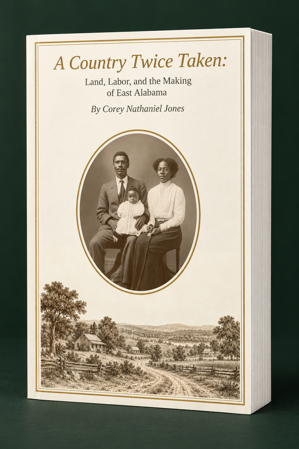 Book mockup of A Country Twice Taken: Land, Labor, and the Making of East Alabama, by Corey Nathaniel Jones